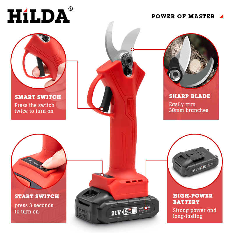HiLDA de litio eléctrico sierra de cadena tijeras eléctricas de litio tijeras eléctricas de poda de rama gruesa tijeras eléctricas