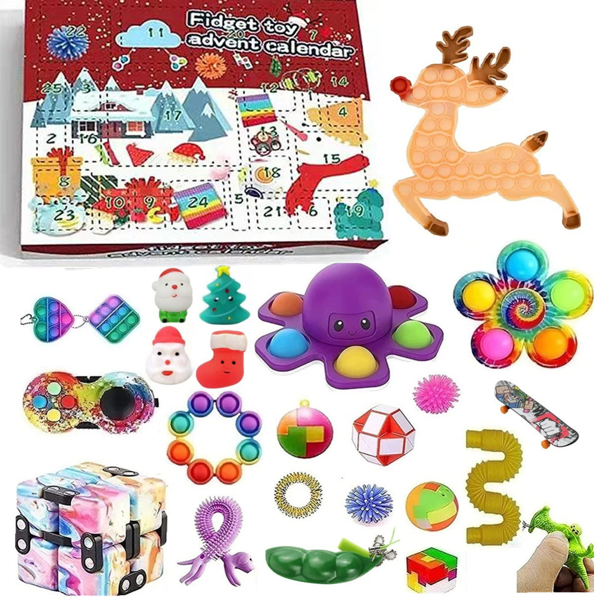 Caja ciega de Navidad transfronteriza Regalo de fiesta para niños Descompresión DIY Desgarrado Calendario de cuenta regresiva Caja ciega Juguetes navideños