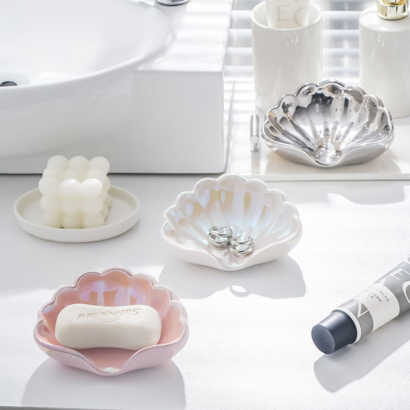 caja de jabón de concha creativa sin agujeros colgados en la pared caja de jabón de drenaje dormitorio de jabón doméstico colgante concha