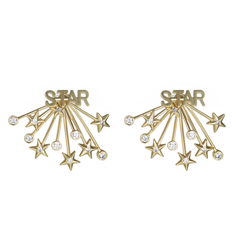 Xuping joyería bronce de piedra geométrica estrella pernos de orejas para mujeres ins lujo ligero aretes de alta sensación de verano para mujeres