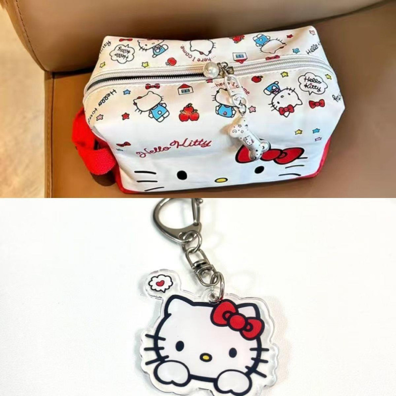 Helloikitty bolsa de maquillaje portátil de gran capacidad de viaje Sanrio almacena encantador nicho de dibujos animados en el viento