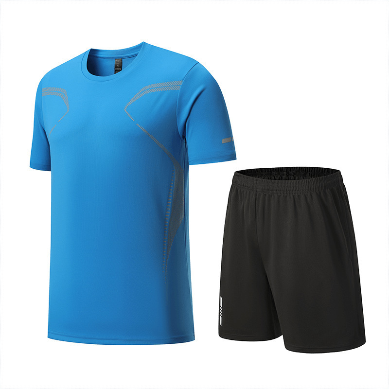 跑步服套装定制夏季速干短袖套装可印logo户外健身服运动两件套男|undefined