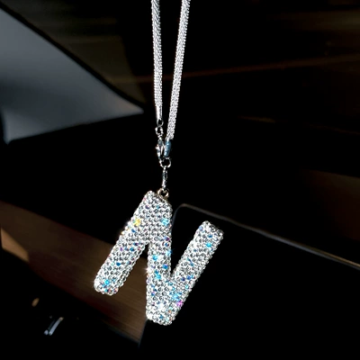Ornament, Clay Rhinestone Car Rearview, Car hanging - pendant-diamond-letter-n