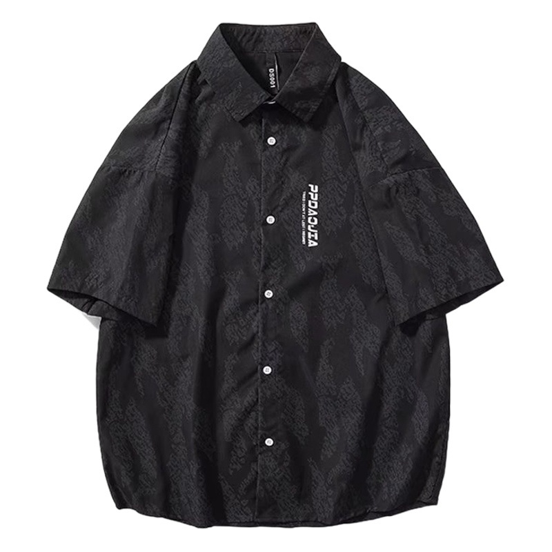 Una pieza de entrega verano nuevo estilo de Hong Kong marca de moda camisa casual de los hombres de manga corta Camisa suelta Ruan Shuai abrigo de moda hombres