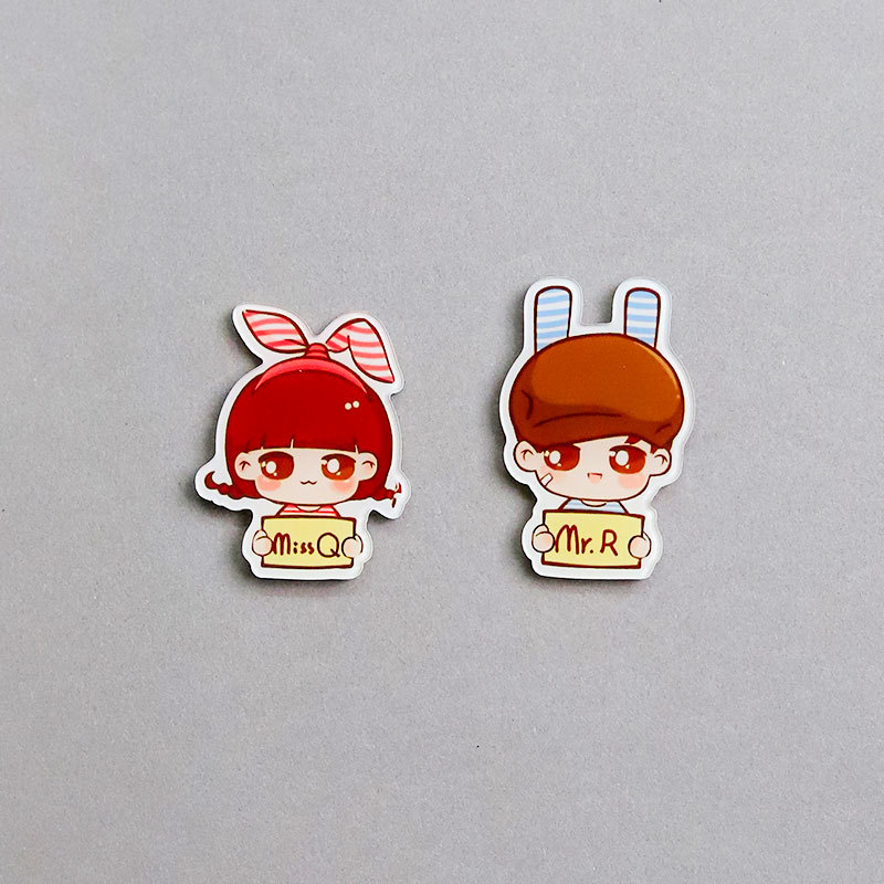 Personajes de dibujos animados pareja de acrílico adsorción pegatinas de refrigerador EVA alfanuméricos pegatinas de refrigerador DIY pegatinas magnéticas decoración