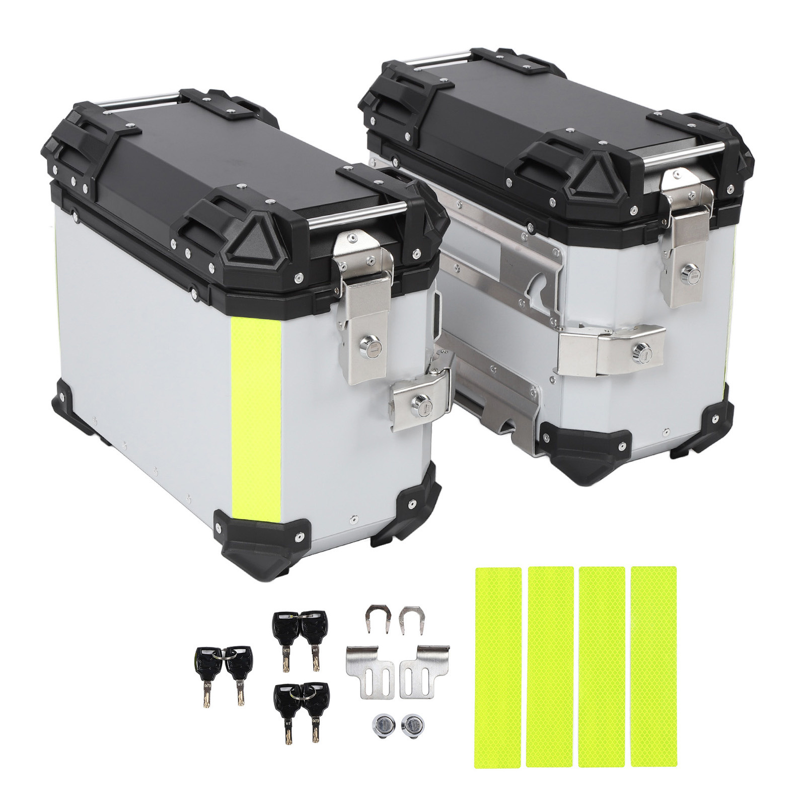 28L/35L Motorcycle Aluminum Alloy Side Box with Large Corner Protection, Waterproof and Anti-Collision, Travel Embossed X-Style Universal Modified Side Box