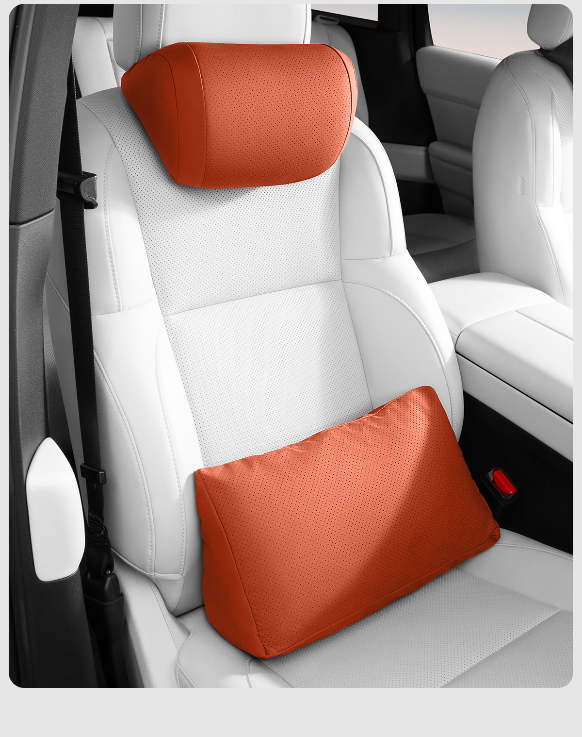 Car headrest and lumbar support, high-end lumbar pillow cushion, leather lumbar support, car backrest pillow, waist and neck protector, Nappa leather
