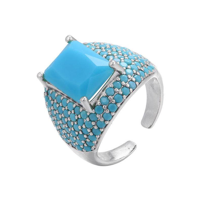 8g Weight Zircon Inlay Material Festival Occasion Copper Material Geometric Pattern Women'S Gender Plating Design Fashion Style White, Purple, Green, Gold Color Copper Plating Geometric Zircon Copper Rings 1