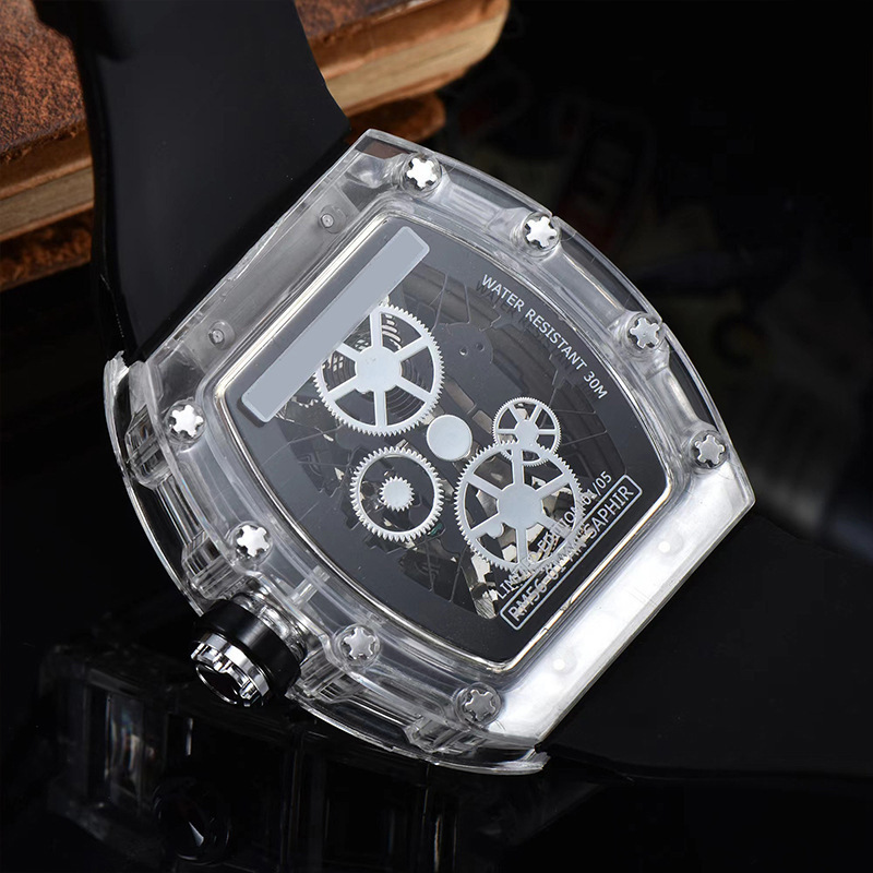Factory supply in stock personality through the bottom sports retro gear quartz fashion watch