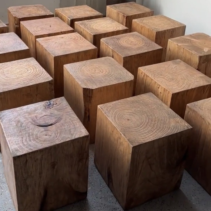 Solid Wood Stump Flower Stand Coffee Table Sofa Side Table Homestay Log Root Carving Wooden Pile Bedside Table Base Ornaments