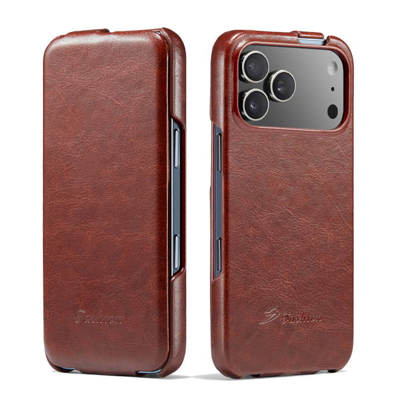 Suitable for Iphone17 Air Crazy Horse Pattern Flip-Up Phone Leather Case S26Plus Protective Case Ultra-Thin Business Style