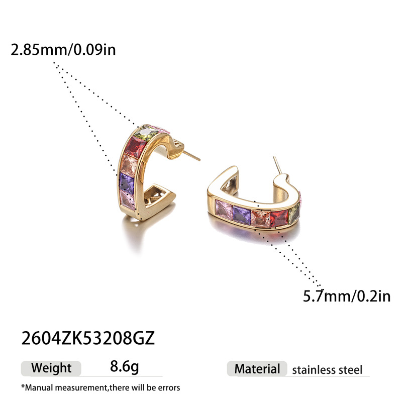 Taina Europa y los Estados Unidos fábrica de acero inoxidable transfronteriza directa venta caliente aretes de diamantes de color geométricos moda aretes de diamantes al por mayor