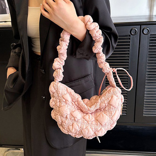 Niche Bubble Women's Bag All-match One-shoulder Underarm Bag Korean Down Cotton Bag Casual Crossbody Bag Pleated Cloud Bag