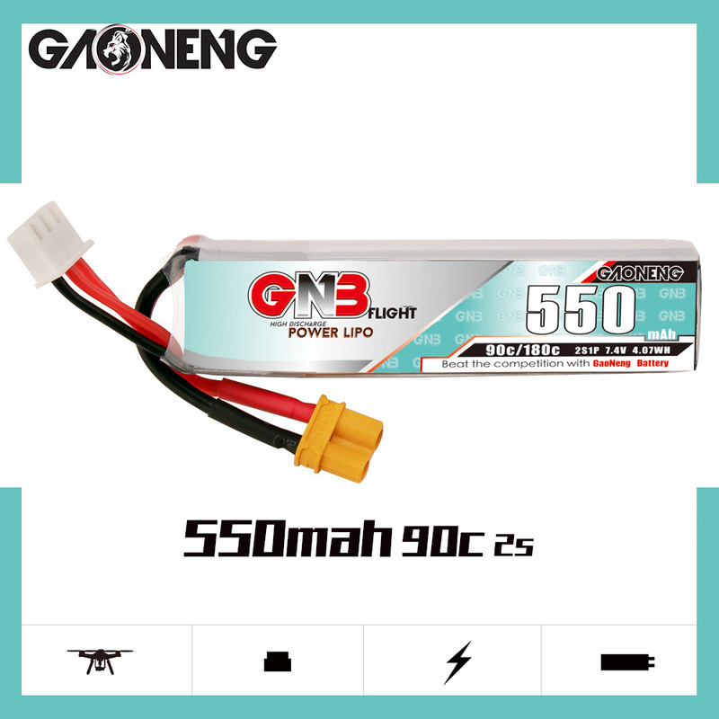 GNB high energy 550mah 2S 7.4V 90C mini FPV model drone remote control model lithium battery LiPo