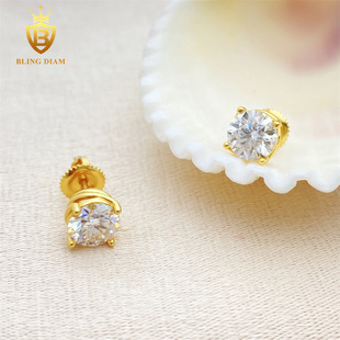 Spring and summer new AliExpress 2022 s925 silver set with VVS round cutting Moissanite four-claw earring in stock generation hair