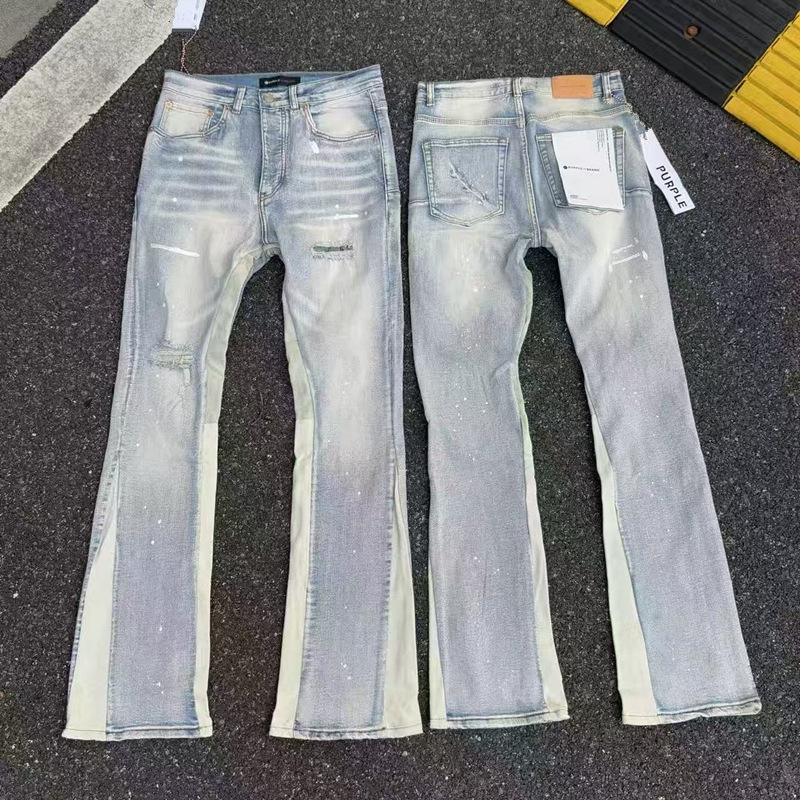 Cross-Border Wholesale Purple American High Street Ripped Patch Trendy Retro Straight-Leg Amiri Jeans Brand Cross-Border Wholesale Purple American High Street Ripped Patch Trendy Retro Straight-Leg Amiri Jeans Brand