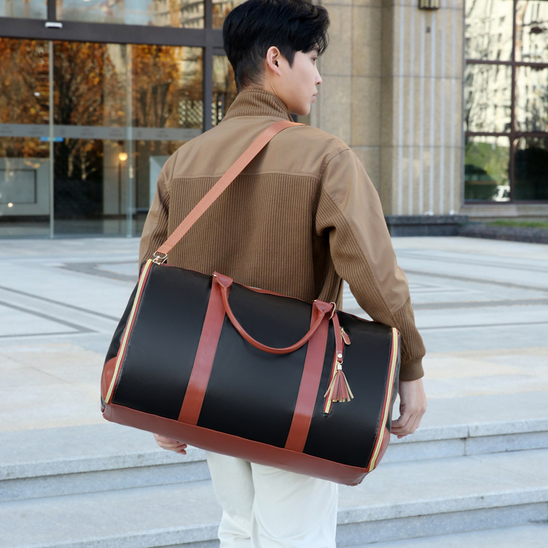 24 bolsas de moda transfronterizas nuevas bolsas de trajes plegables para hombres y mujeres bolsas de viaje multifuncionales portátiles bolsas de viaje de almacenamiento PU