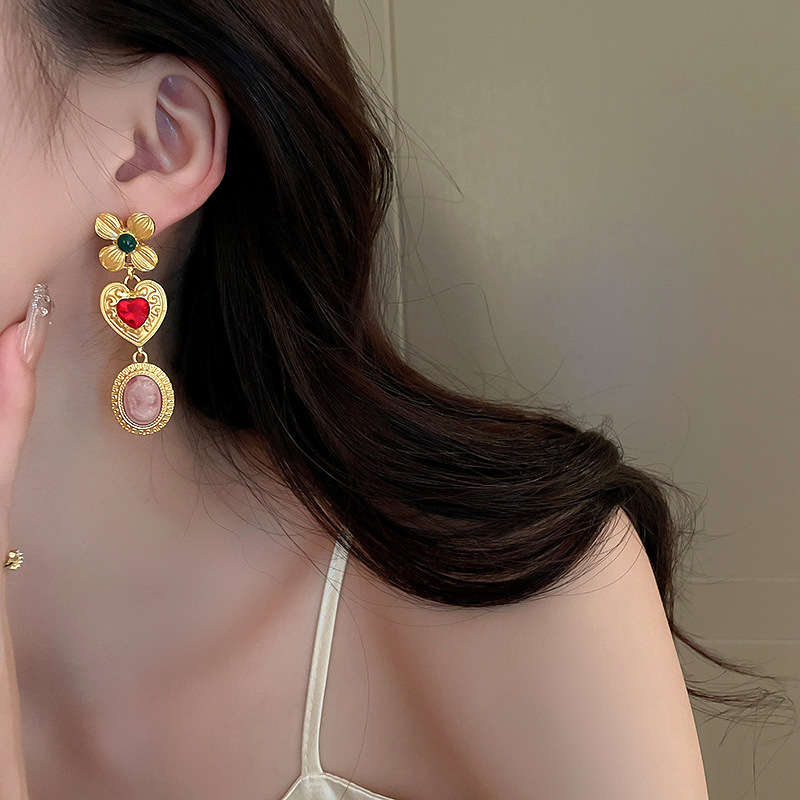 Vintage Style Heart Shape Butterfly Metal Plating Artificial Pearls Zircon Womenu0027S Drop Earrings
