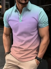 M 63920 Color Block 3D Digital Print Polo Shirtƴɫ����Pol