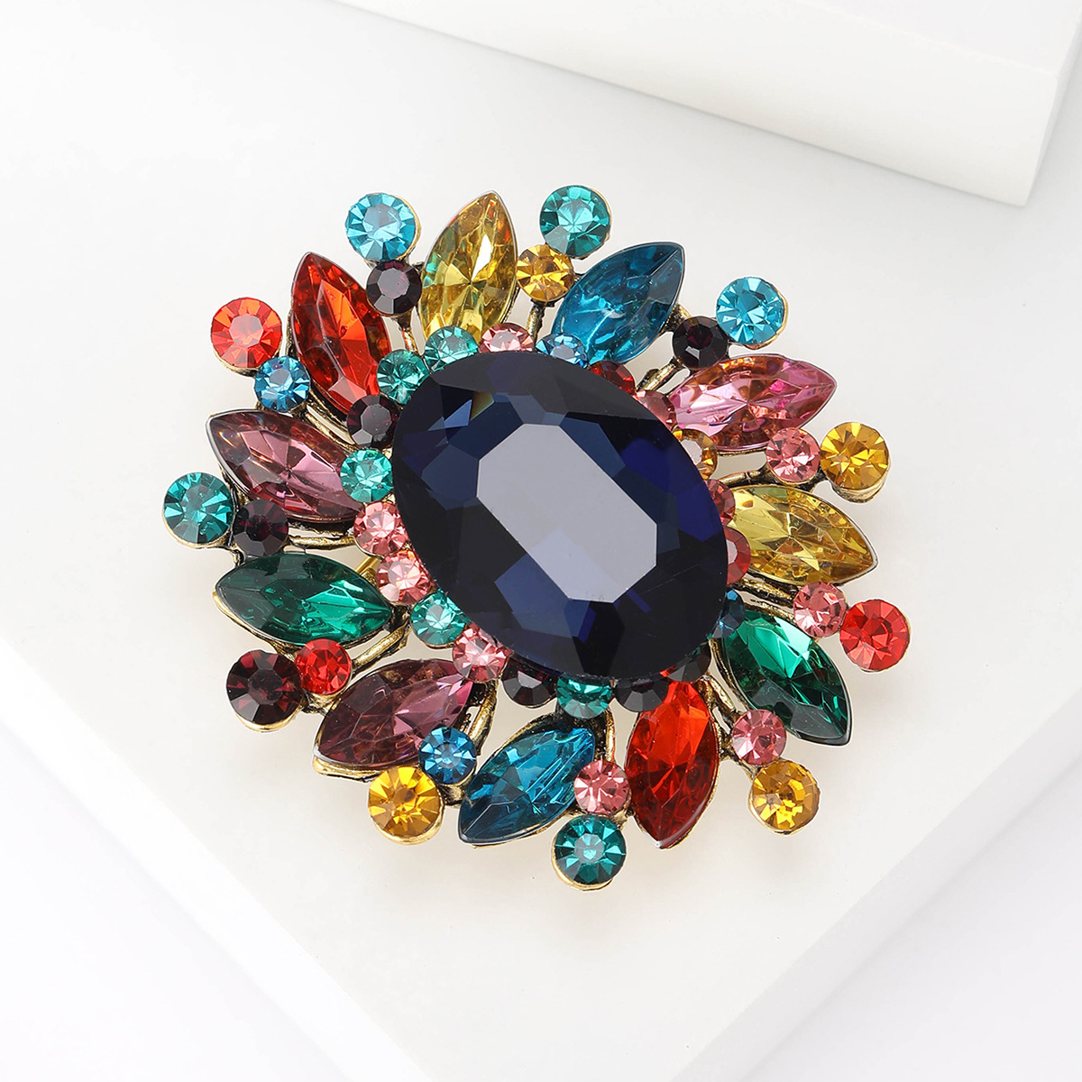 30g Weight Glass Inlay Material Brooches Classification Holiday Occasion Alloy Material Flower Pattern Women's Gender Inlay Design Simple Style Style Simple Style Pin Flower Alloy Inlay Glass Women's Brooches 17