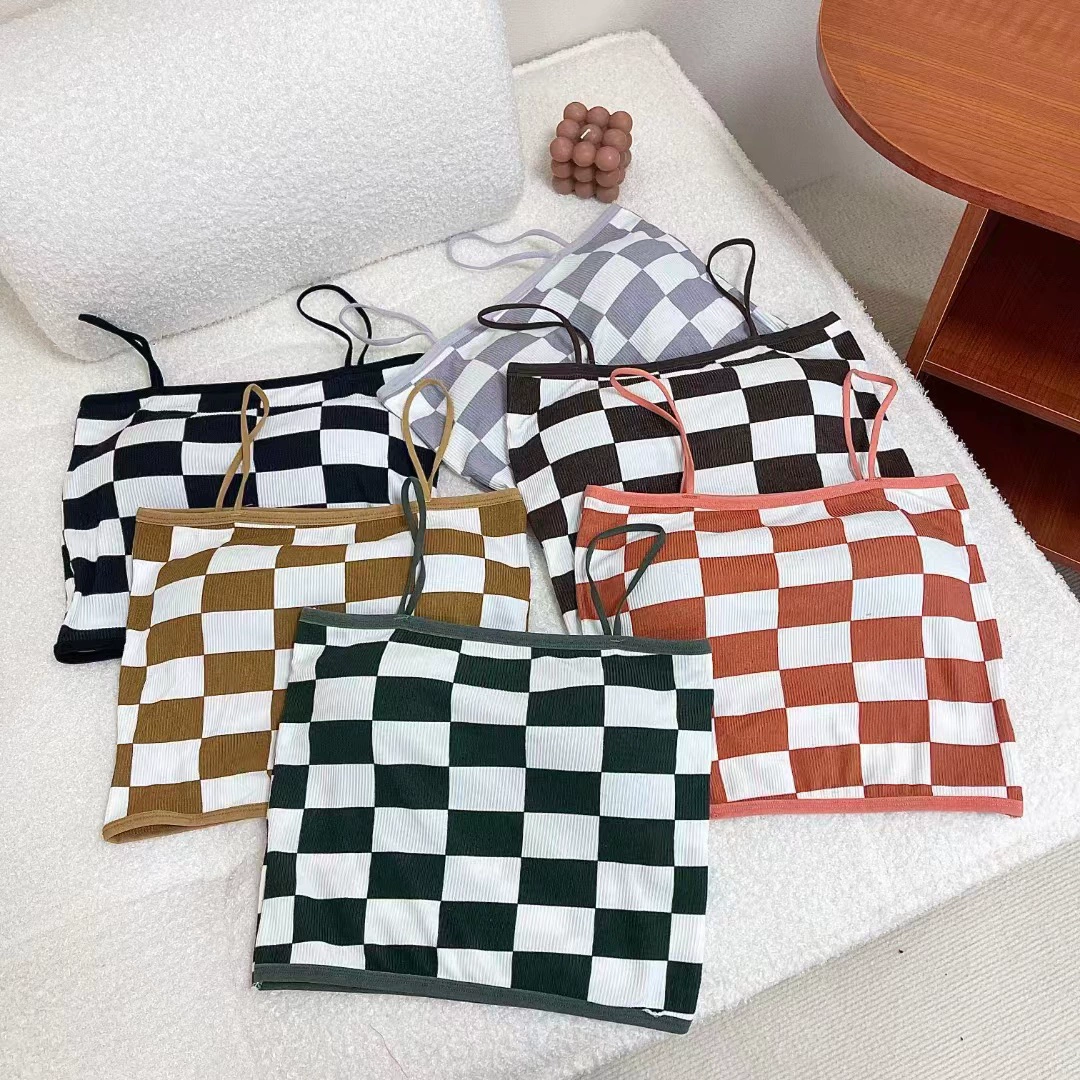 Новая маленькая камзол женская внутренняя одежда с нагрудной накладкой горячая девушка сексуальная верхняя одежда шахматная доска клетчатый нижний топ нижнее белье женское