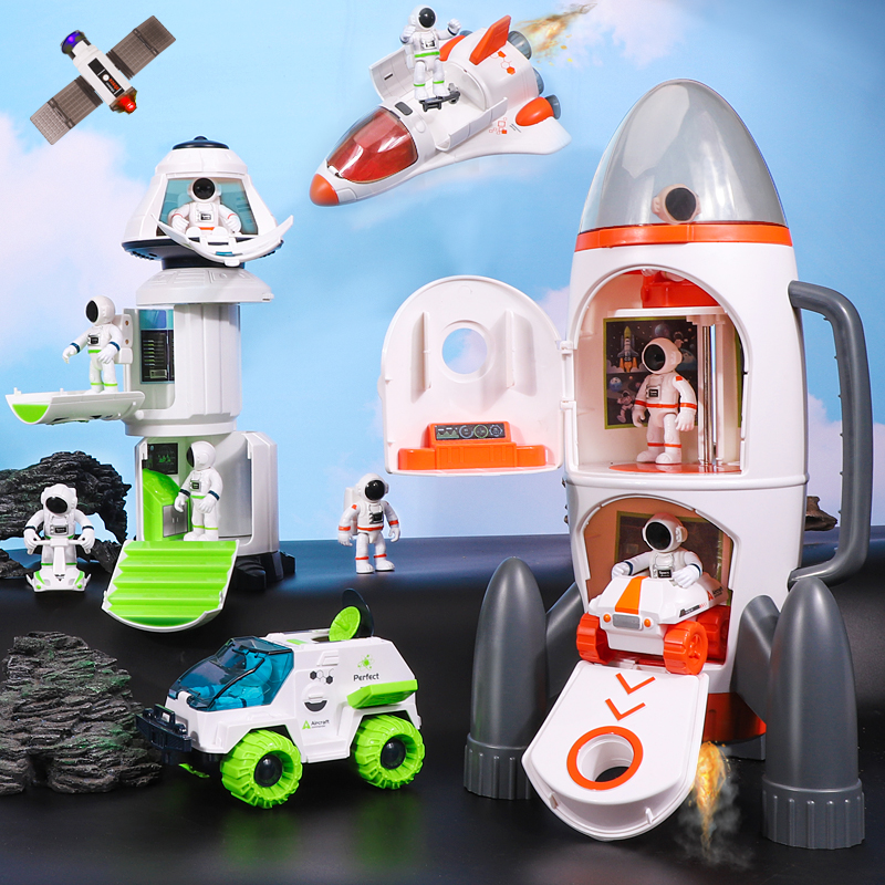 Espacio caliente transfronterizo cohete espacial nave espacial para niños estación espacial modelo de avión niños y niñas juguetes al por mayor