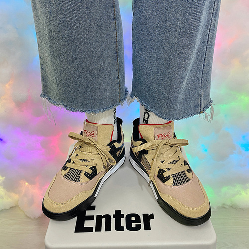 chic Hong Kong style retro coffee color air cushion sneakers for women ins trend  new national trend niche running shoes for men