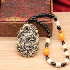 Pure copper antique finish dragon pendant zodiac dragon handle knob keychain creative cultural gift