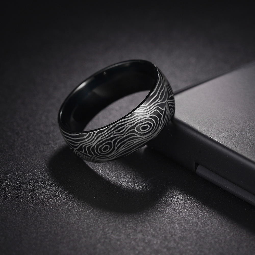 Black Plated Plating Material Rings Classification Basic Waves 201 Stainless Steel Plating Black Plated Men'S Rings