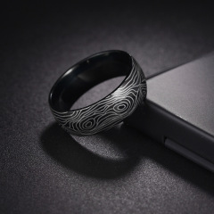 European and American Amazon new hand accessories Damascus steel pattern titanium steel ring 6/8mm internal and external spherical ring
