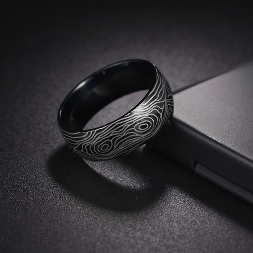 European and American Amazon new hand accessories Damascus steel pattern titanium steel ring 6/8mm internal and external spherical ring