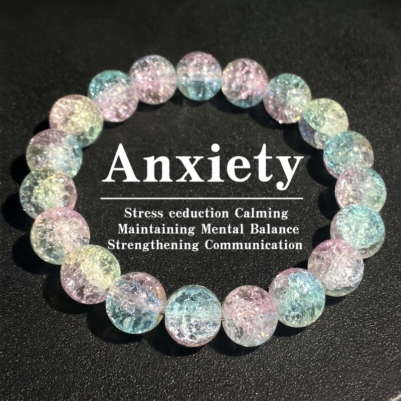Temu Shein Tk Cross-Border Popular Bracelet 10mm Macaron Crackle Crystal Gradient to Relieve Anxiety