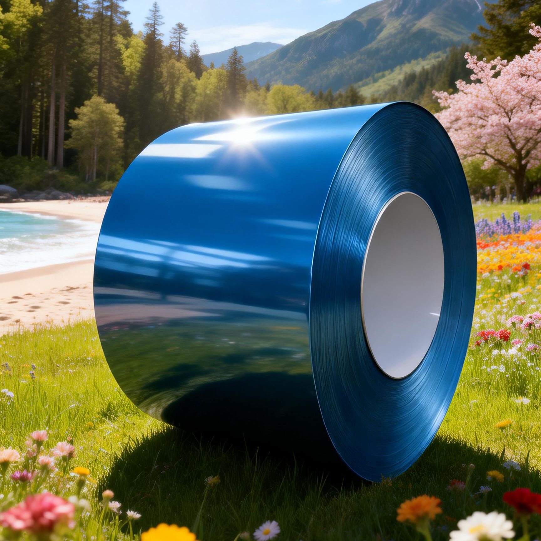 供应TDC51D+AM100 2/1 环保PE聚酯彩涂彩钢卷0.5*1000*C宝钢海蓝