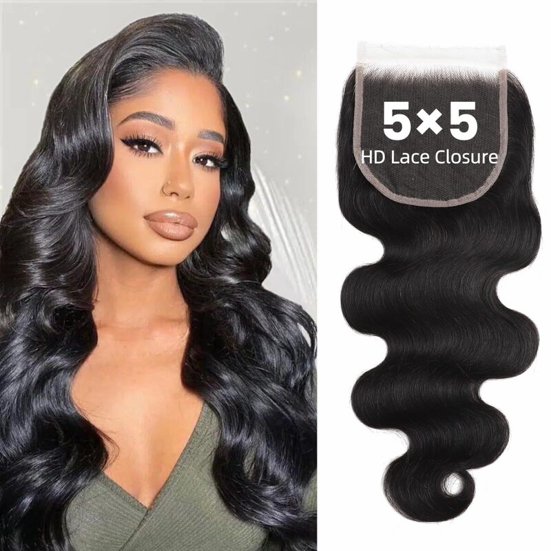 Cross-Border Wig 12A Front Lace Human Hair 5*5 Hd Lace Hair Piece Body Wave Big Wave Smooth Hair