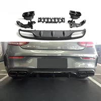 Подходит для задней губы Mercedes-Benz Ccoupe C205, модификация двухдверных дверей, 17 моделей C63, комплект задней губы с четырьмя выходами, хвостовой горло