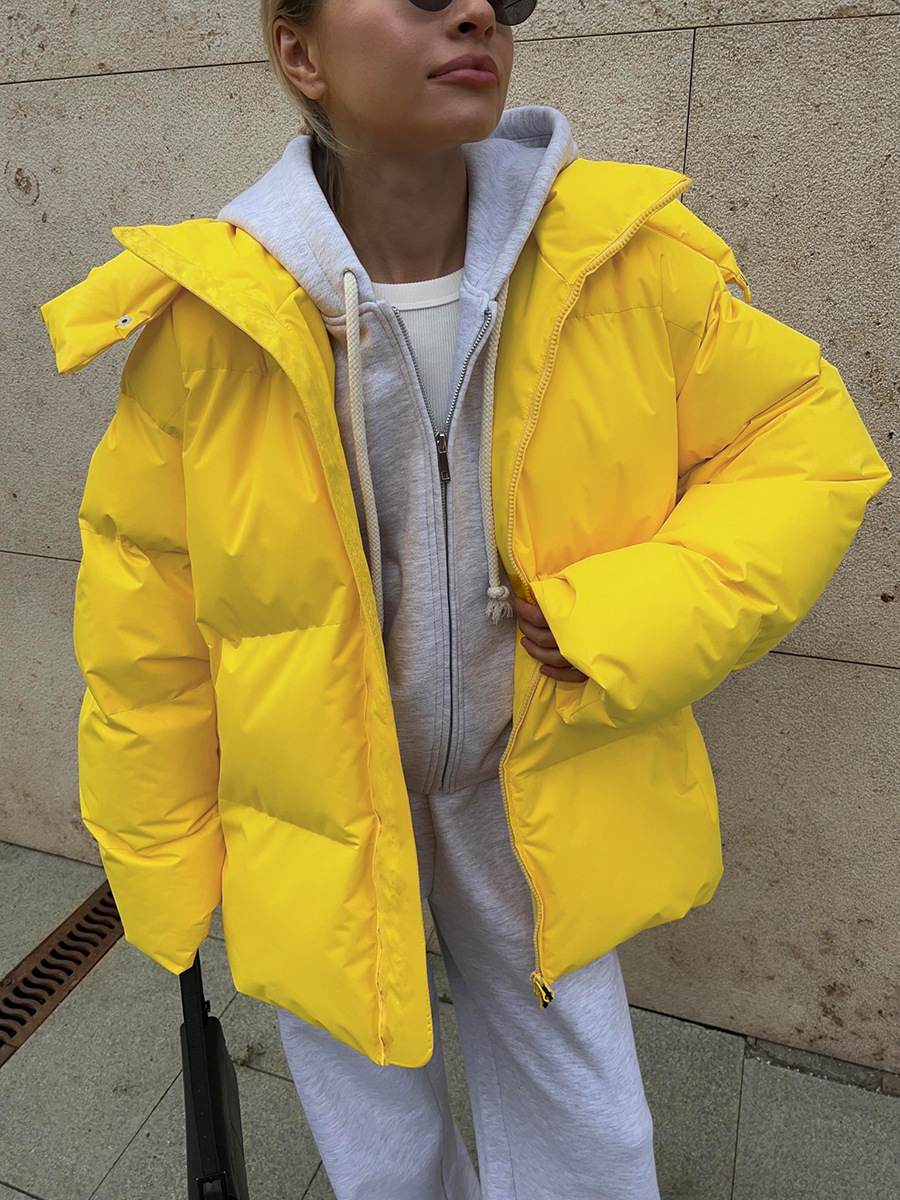 Women's Puffer Jacket Cotton Loose Warm Solid Colour Winter Coat_voghion.com