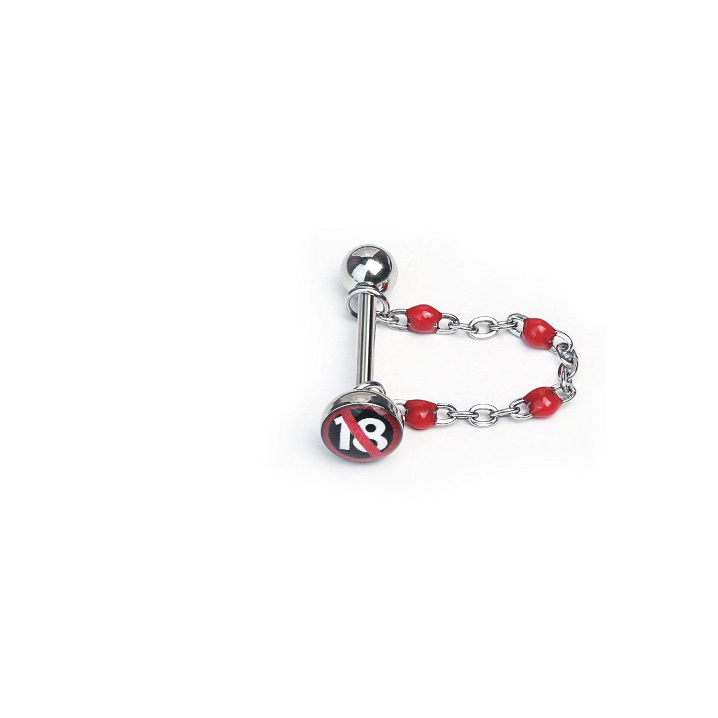 Silver pointed spike labret stud material detail