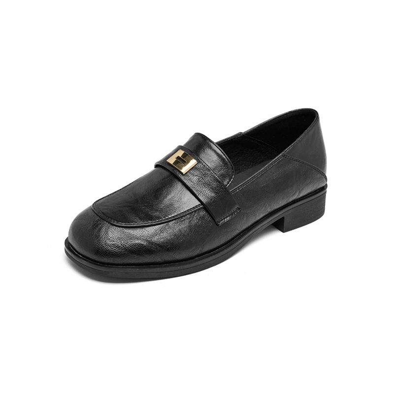 Zapatos de Lefour de fondo grueso para mujeres 2025 nuevo otoño negro estilo británico zapatos de cuero retro zapatos de viaje único