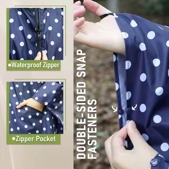Poncho Impermeable con Cierre Tipo Capa de PU, a Prueba de Lluvias Torrenciales, para Ciclismo