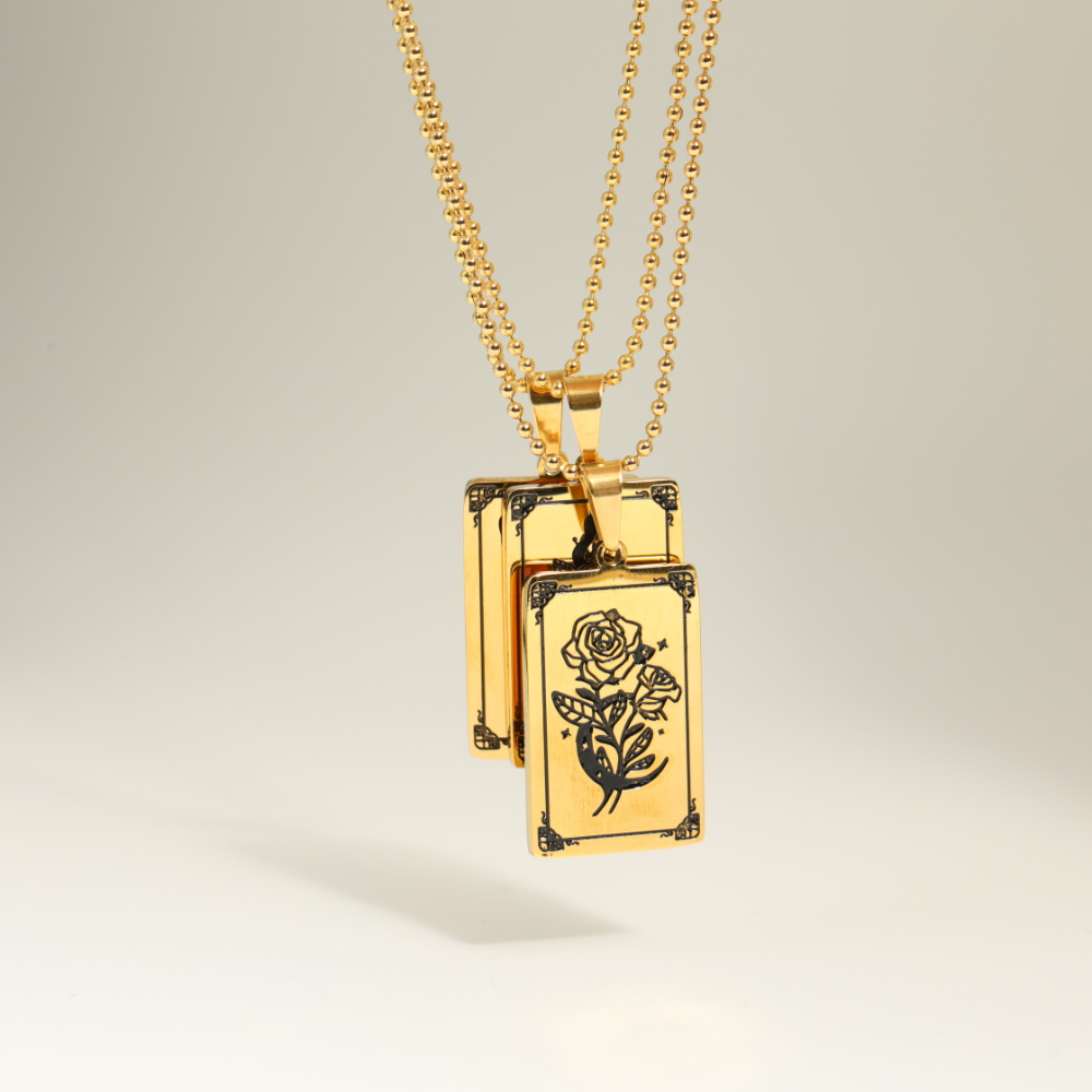 Fashion Simple Rose Flower Snake Element 18K Real Gold Stainless Steel Necklace