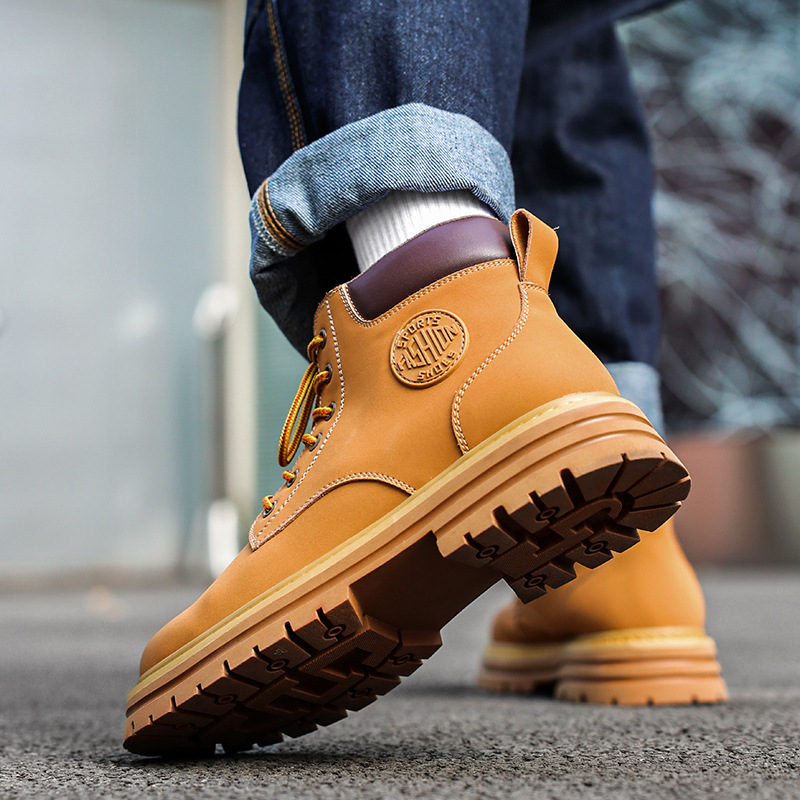 Nuovi stivali da uomo in pelle classici stivali grandi gialli stivali da lavoro da uomo retrò_voghion.com