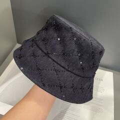 2025新款韩系亮片渔夫帽子女春秋遮阳防晒显脸小百搭休闲牛仔盆帽
