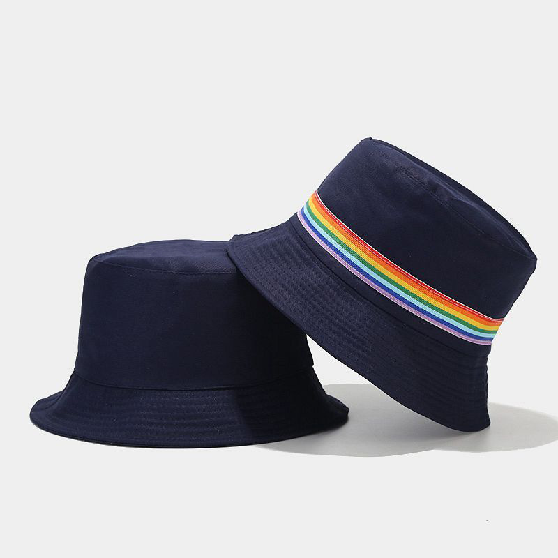 Unisex Gender Streetwear Style Wide Eaves Rim Unisex Streetwear Rainbow Wide Eaves Bucket Hat