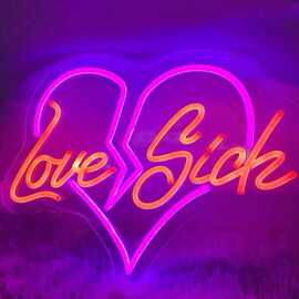 跨境专供求婚，表白，生日墙面装饰氛围灯牌Love Sick字母霓虹灯