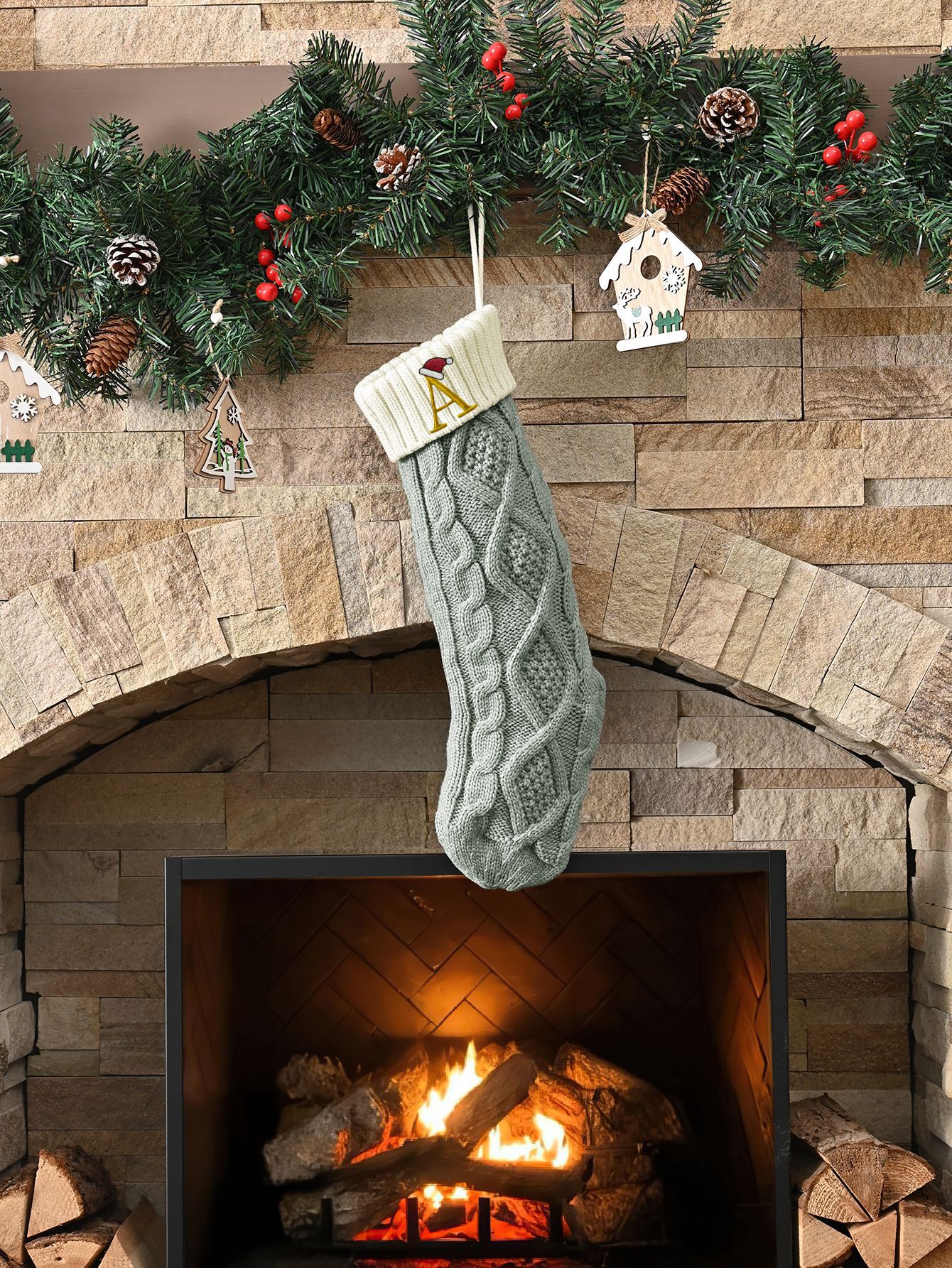 Amazon Europa y los Estados Unidos medias de Navidad personalizadas bordadas calcetines de letras de punto medias de regalo de Navidad colgantes fabricantes image 105