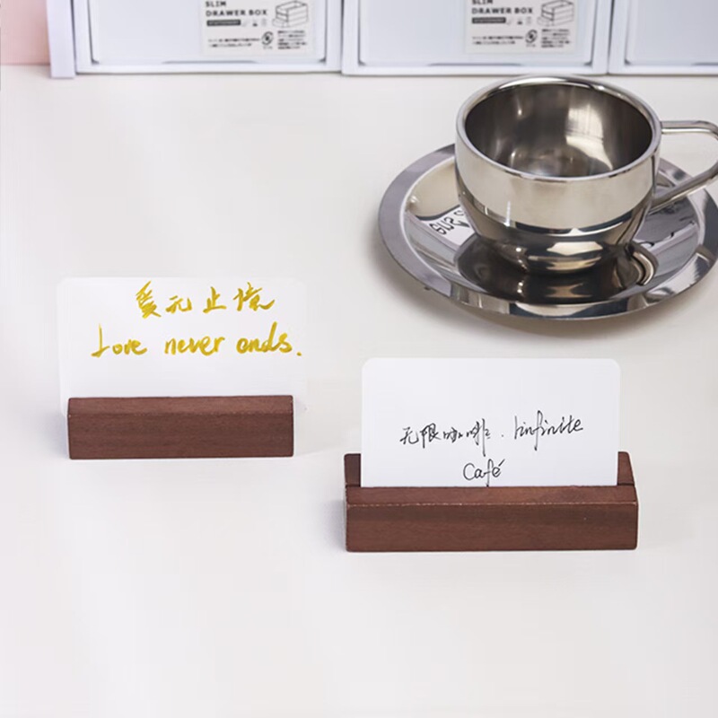 Creative Wooden Crafts Business Card Base Solid Wood Postcard Card Base Milk Tea Shop Restaurant Menu Base
