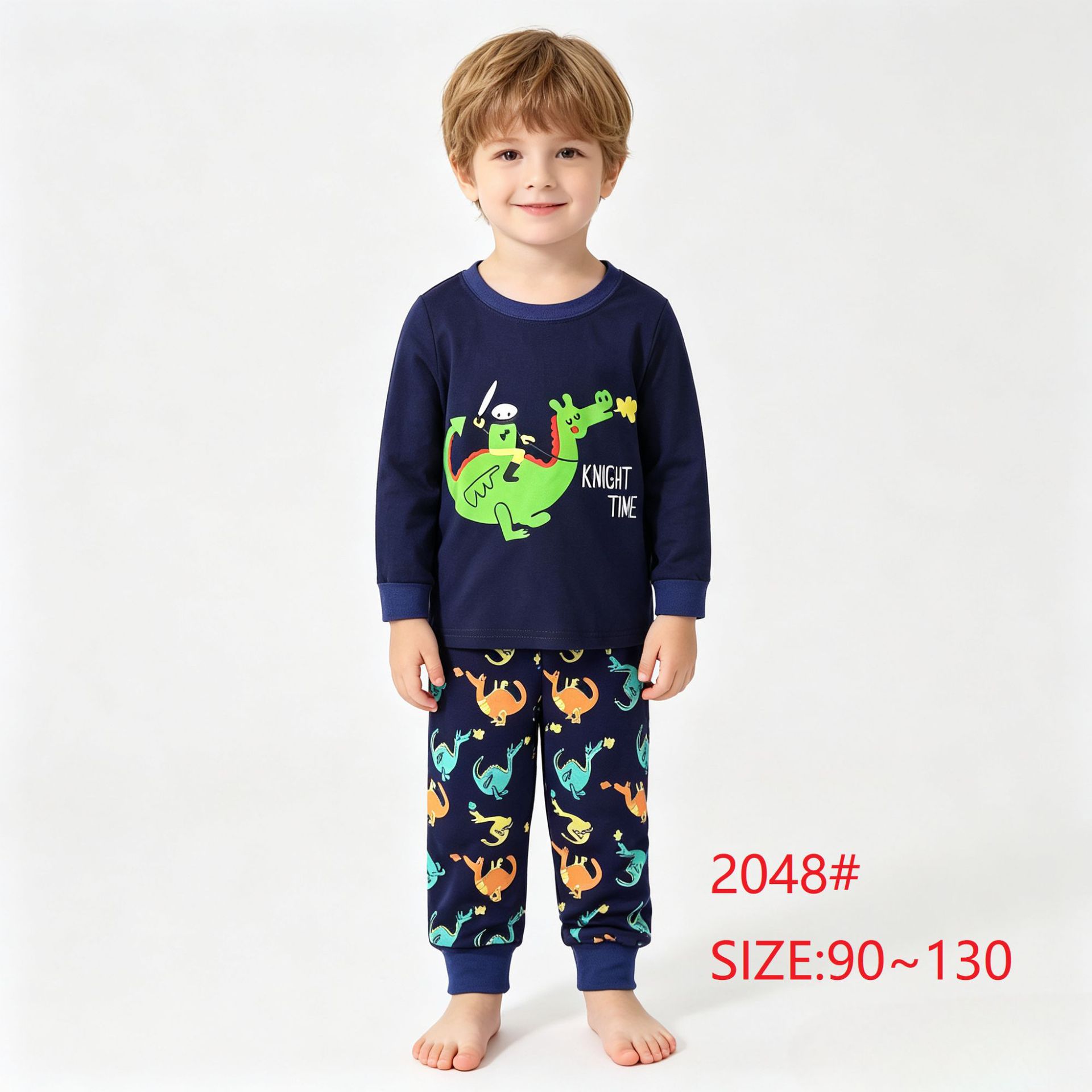 Home Clothes New Children's Home Clothes Set Dinosaur Pattern Children's Clothes Cross-Border Children's Clothing