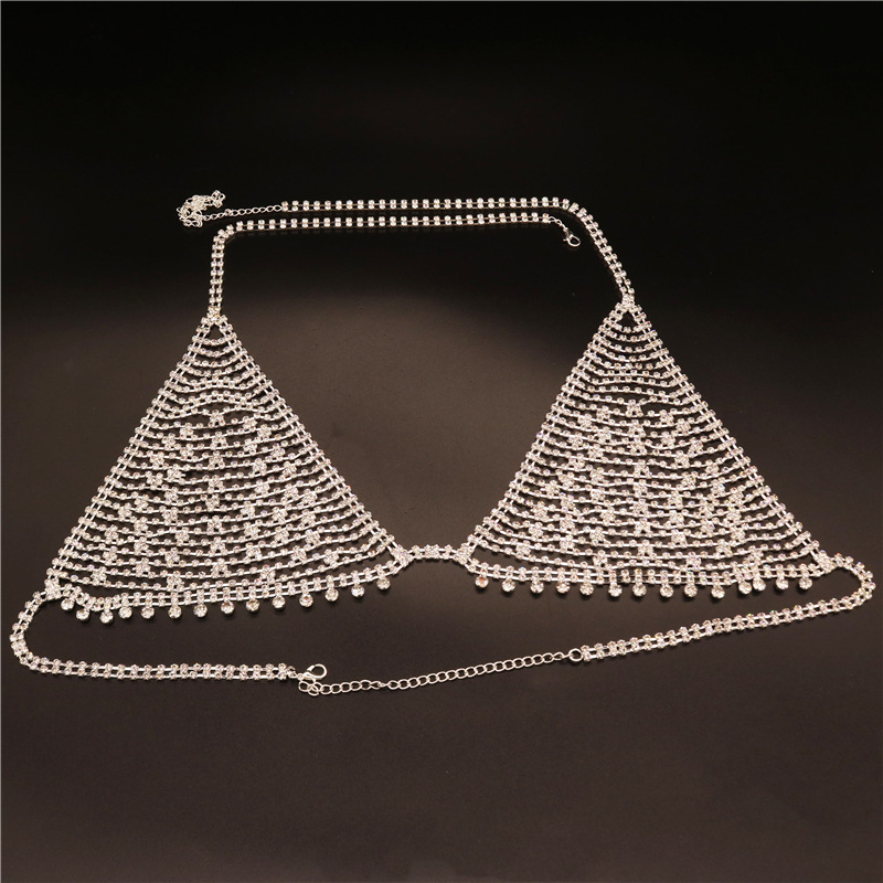 Summer New Exaggerated Mesh Rhinestone Sexy Tassel Bra Body Chain display picture 4