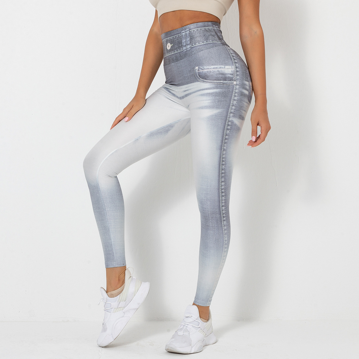 Casual Sport Style Printing Spandex Polyester Active Bottoms Leggings display Modeuse 14