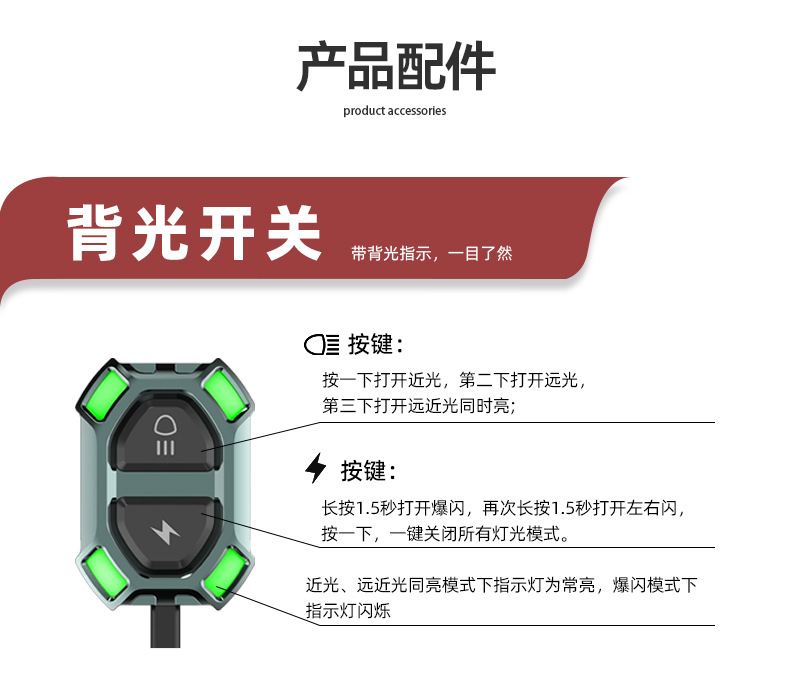 Motorcycle Led Spotlight, Electric Vehicle Road Lighting, High and Low Beam Headlight, External Strong Light, Super Bright Front Light, Motorcycle Modification